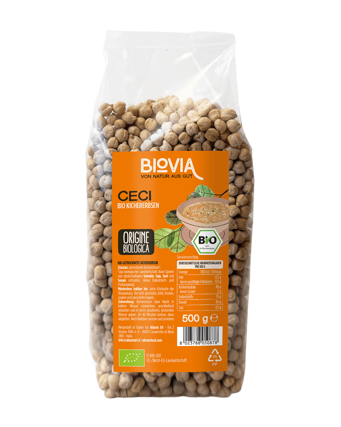 BIOVIA Bio getrocknete Kichererbsen, 500 g Beutel