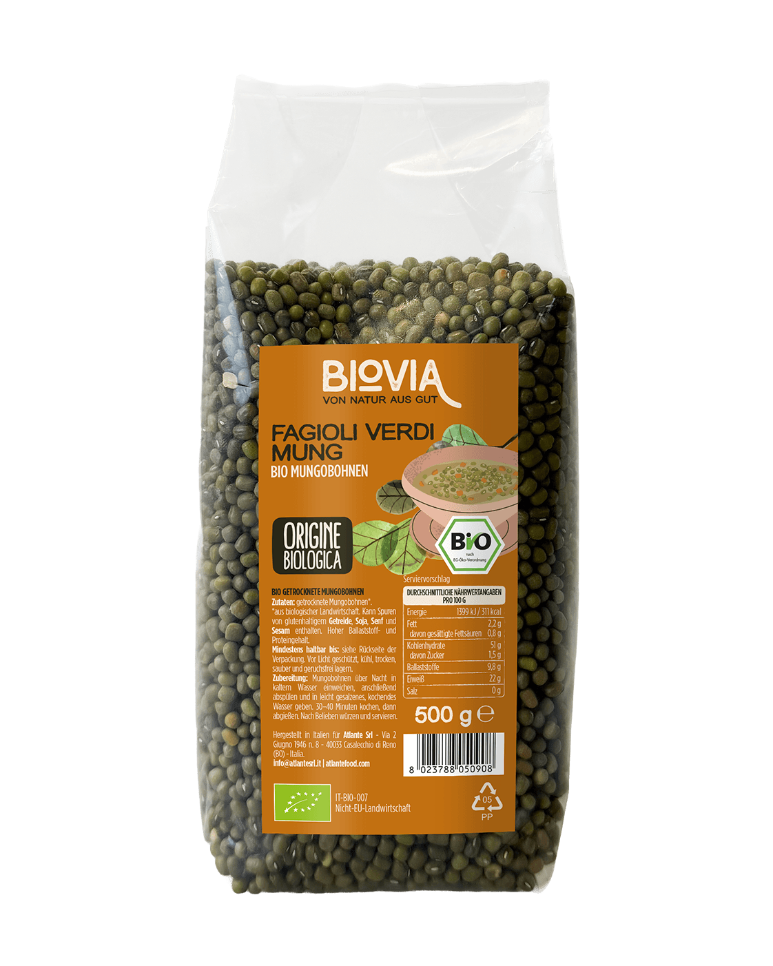 BIOVIA Bio Mungbohnen, 500 g Beutel