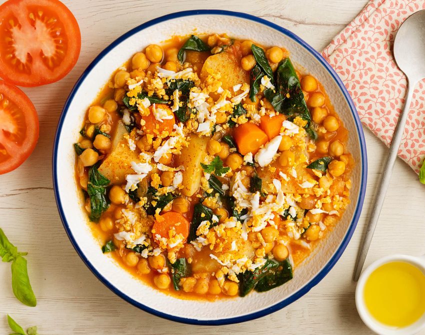 Recipe chickpea soup with potatoes and spinach Biovia