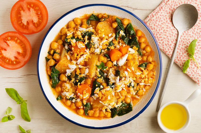 Biovia Rezept Kichererbsen-Eintopf mit Kartoffeln und Spinat