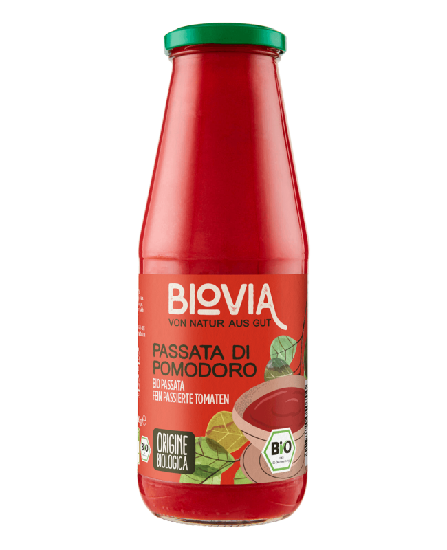 BIOVIA Bio Passata aus fein passierten Tomaten in der Glasflasche